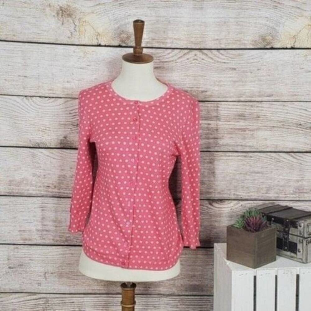 Lord & Taylor Women’s Polka Dot Heart Cute Cardigan Size Medium Petite